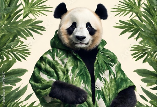 panda con una chaqueta estilo selvatica