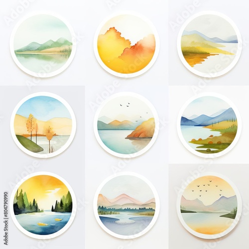 watercolor landscape series stickers