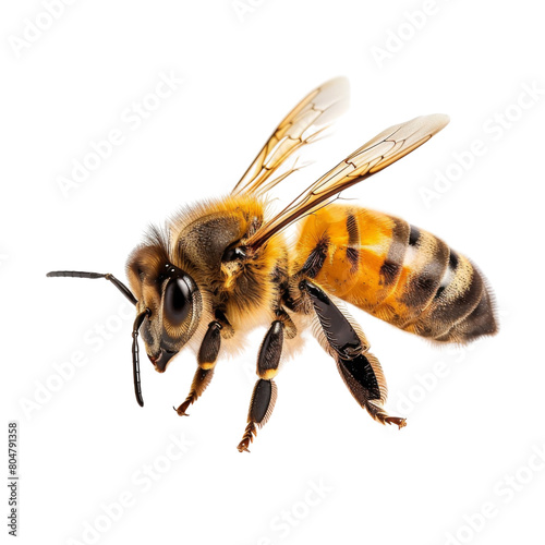 Honey bee walking isolated on white background cutout png 