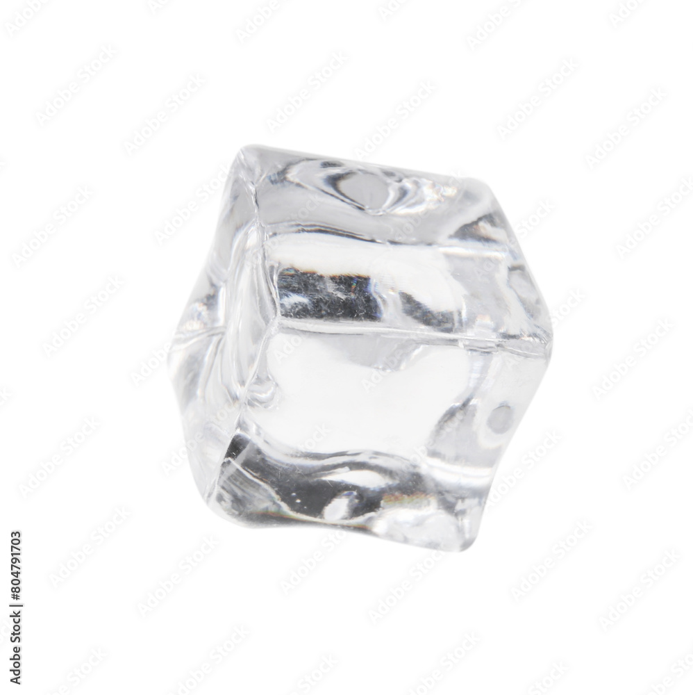 One crystal clear ice cube isolated on white One crystal clear ice cube isolated on white
