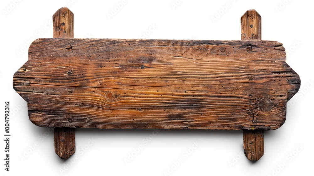 A wooden sign isolated on white, a blank canvas ready for messages or a rustic touch of decor. Ai Generated. A wooden sign isolated on white, a blank canvas ready for messages or a rustic touch of decor. Ai Generated.
