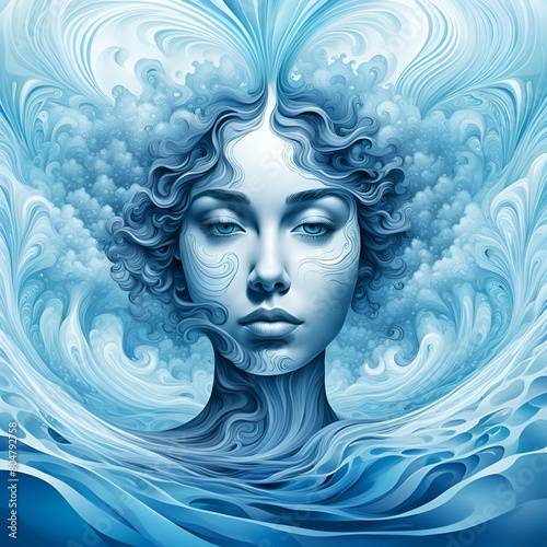 abstract portrait of woman in waves