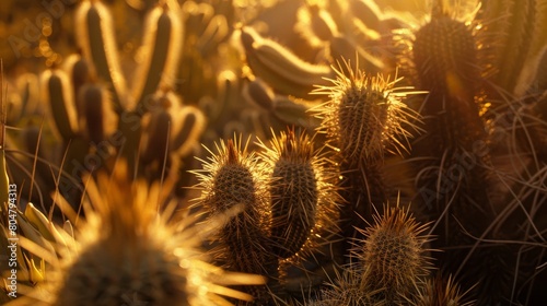 Golden Hour Cactus Garden Aerial View