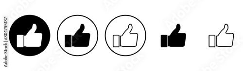 Thumbs up icon set. Hand like. Like icon vector.