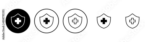 Health insurance icon set. Insurance health document icon