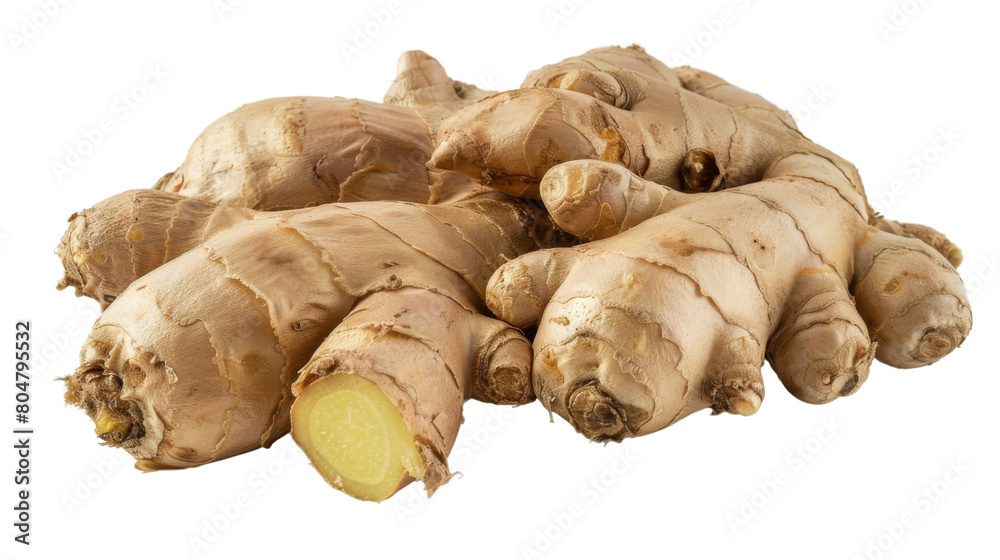 Fresh ginger on white background, png Fresh ginger on white background, png