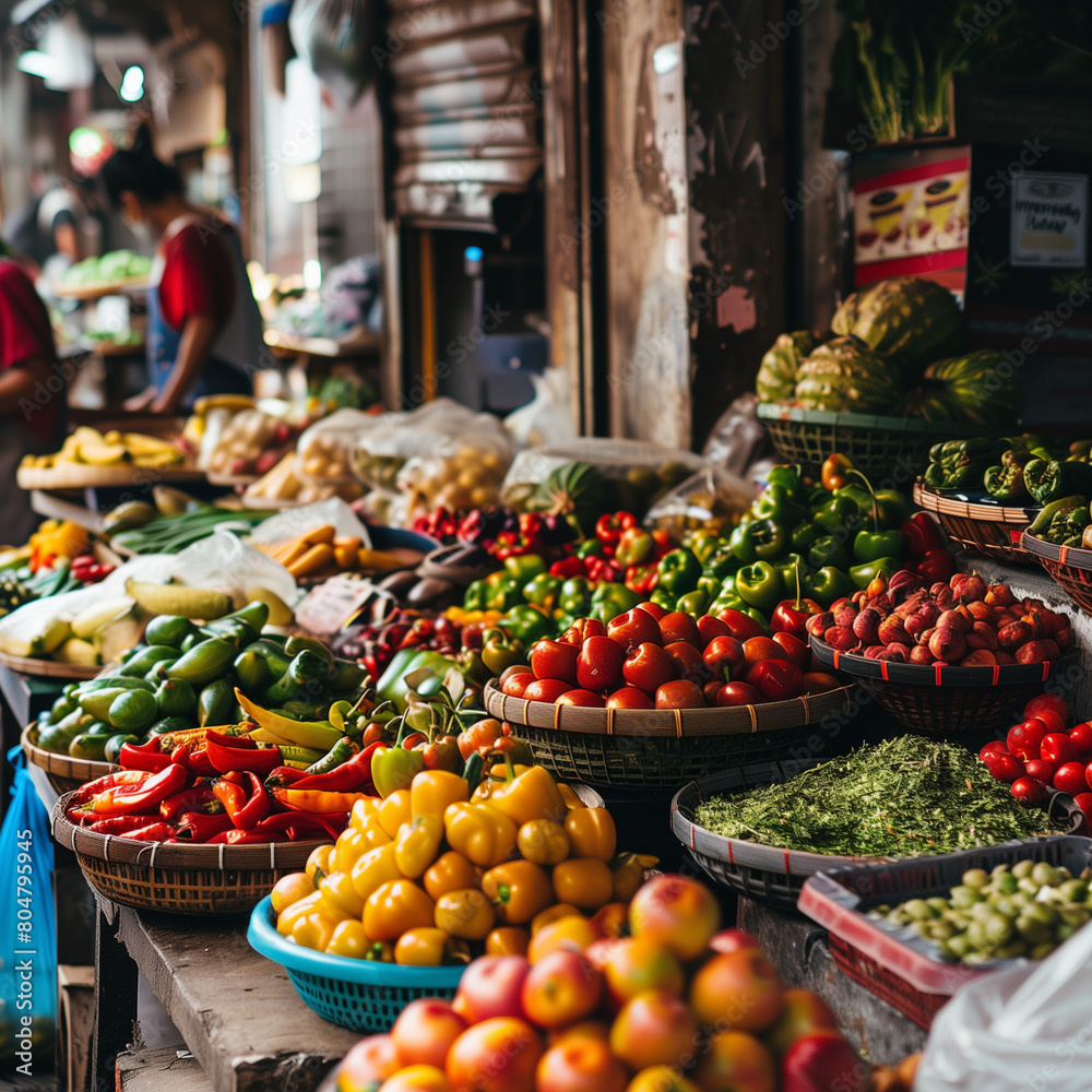 Fototapeta premium Colorful Fresh Produce at a Local Market