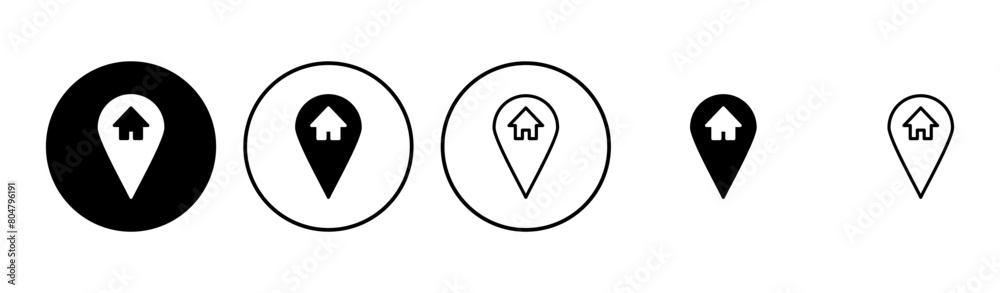 Address icon set. home location icon vector Address icon set. home location icon vector