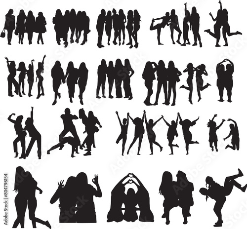 Print  Woman Best Friends Silhouette; Woman Best Friends EPS bundle; Girlfriends EPS; Girls Silhouette; Woman Best Friends Clipart; Eps 
