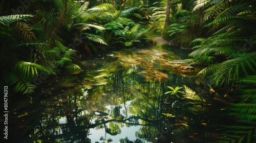 Serene Forest Stream Reflection in Nature