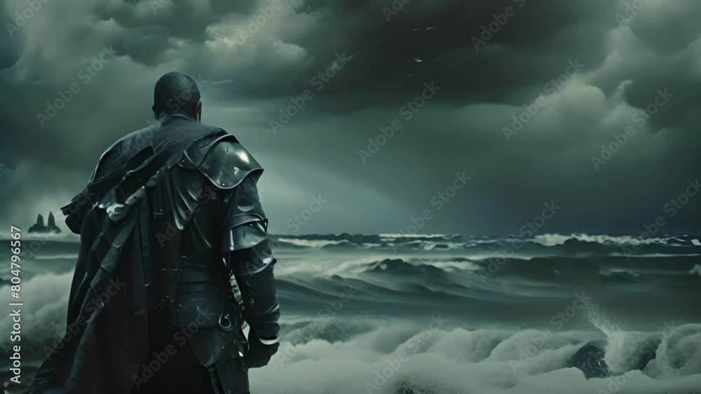 Warrior Contemplating Stormy Sea at Night with Ai generated.
Warrior Contemplating Stormy Sea at Night with Ai generated.