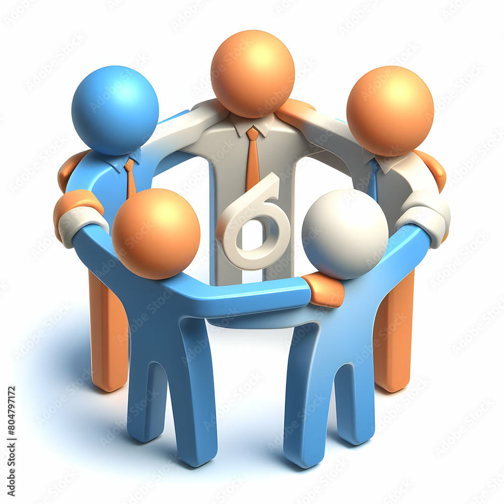 Cartoon 3D Teamwork Unity Icon Symbolizing Collaboration and Solidarity Among Team Members Cartoon 3D Teamwork Unity Icon Symbolizing Collaboration and Solidarity Among Team Members