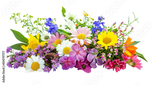 Quadro su tela Flower arrangement or bouquet colorful spring flowers isolated on white background