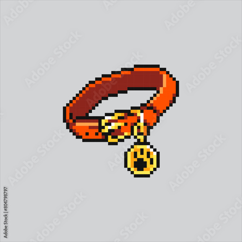 Pixel art illustration Dog Collar. Pixelated Dog Collar. Dog Collar Pet Food pixelated for the pixel art game and icon for website and video game. old school retro.

