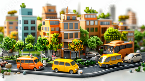 Dynamic 3D Cartoon Icon Promoting Sustainable Transportation Concept for Electric Vehicles and Eco-Friendly Commuting Options