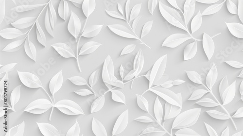 Whimsical leaf motifs on a clean white backdrop. Organic and playful pattern for artistic projects.