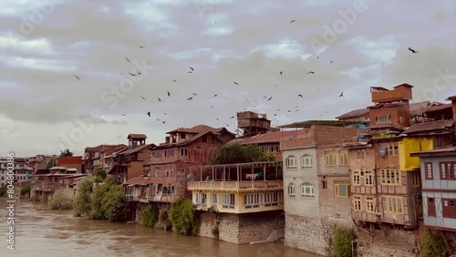 Jehlum River in Srinagar, Majestic Waters Flowing Through Beautiful Kashmir, A Picture of Tranquil Magnificence Clip 7 photo