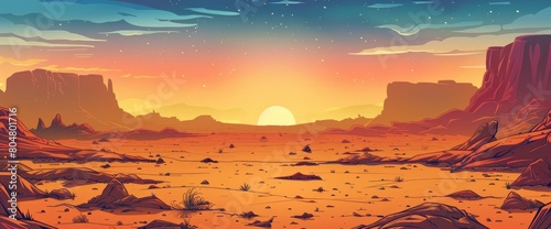 A majestic desert landscape at dawn  vast expanse  warm colors  Background Banner HD