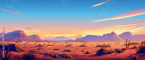 A majestic desert landscape at dawn  vast expanse  warm colors  Background Banner HD