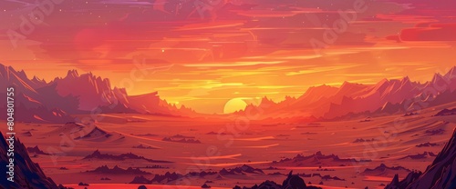 A majestic desert landscape at sunset  vibrant colors  vast expanse  Background Banner HD