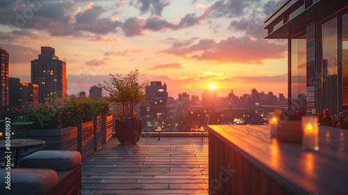 Tranquil Sunset Hideaway  Rooftop Views  Craft Cocktails  and Urban Escape Concept