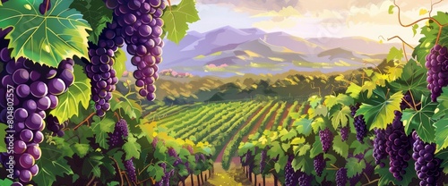 A picturesque vineyard in spring  lush grapevines  vibrant colors  Background Banner HD