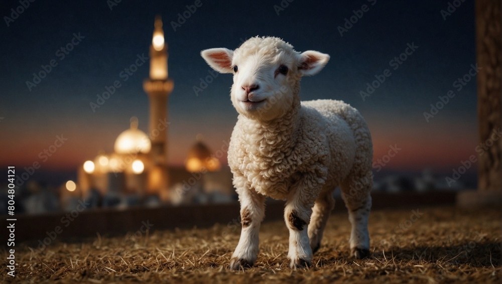 Fototapeta premium lamb,Unveiling the symbols of Eid-al-Adha: '' lamb''