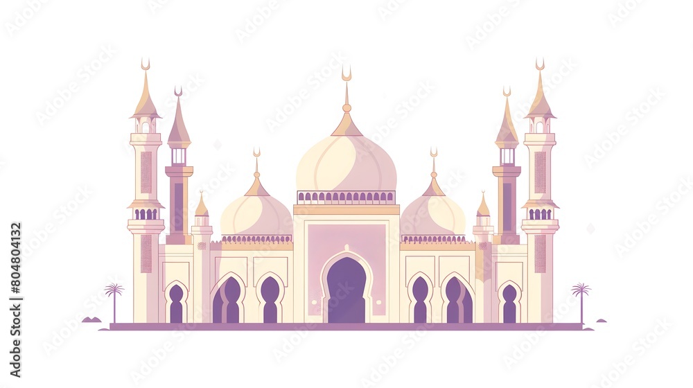 A serene illustration of a majestic mosque at dusk