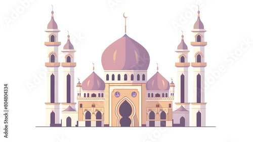 Elegant mosque illustration with ornate details and minarets