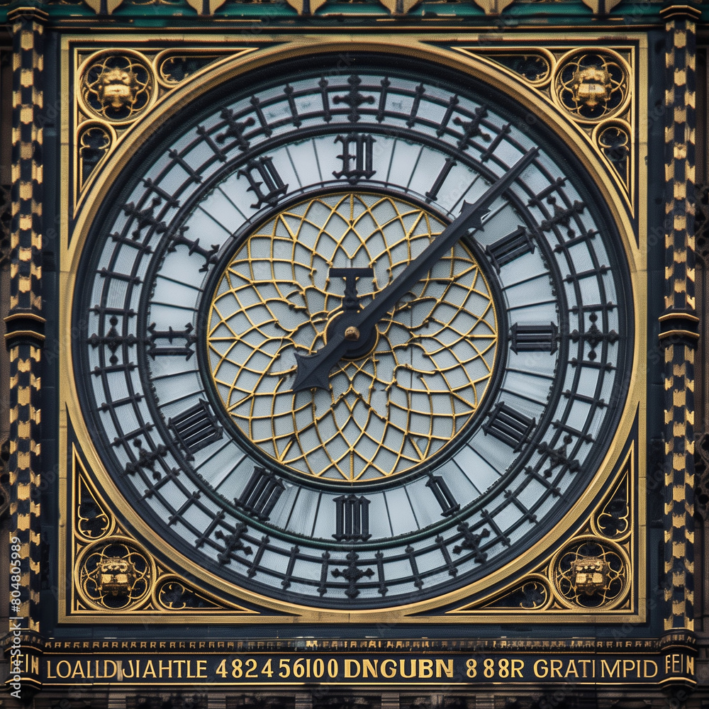 Fototapeta premium Close-up View of Big Ben Clock Face in London