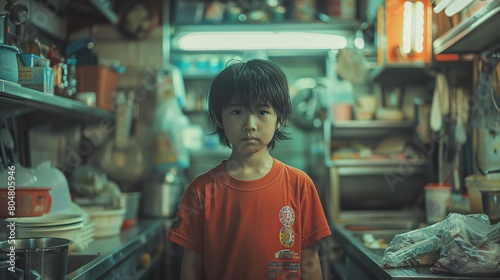 Transform the ordinary into extraordinary by showcasing Asian kids in a stylishly oversized red t-shirt