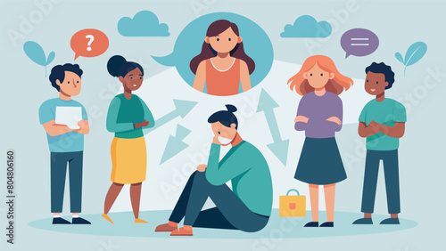 A group of individuals roleplaying and practicing ways to effectively cope with rejection and abandonment fears a core concern for those with BPD.. Vector illustration