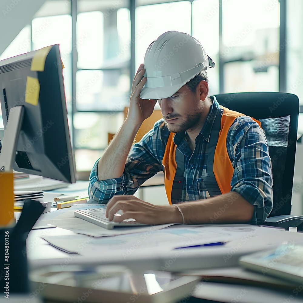 frustrated and stressed man at work in security uniform frustrated and stressed man at work in security uniform