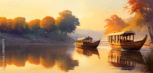 sunrise over lake generative ai