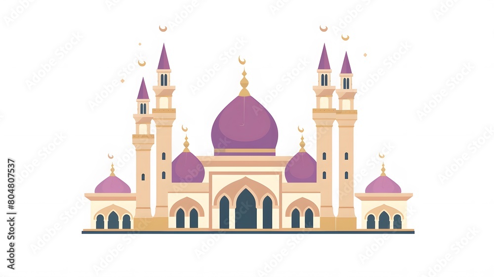 Majestic mosque illustration with elegant domes and minarets