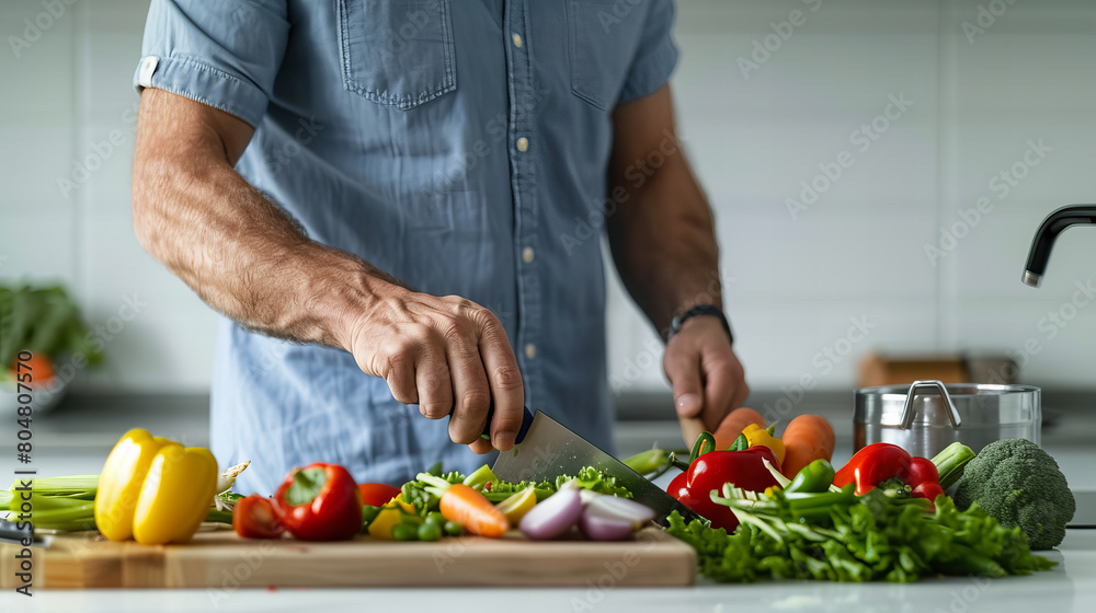 food, kitchen, cooking, woman, salad, cutting, knife, vegetables, tomato, pepper, healthy, fresh, cook, chef, preparing, hand, cut, hands, diet, chopping, board, preparation, dinner, home, vegetable