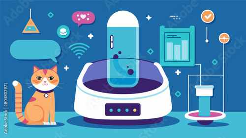 Revolutionize your cats litter box experience with a hightech option that not only ensures cleanliness but also monitors their health through advanced. Vector illustration