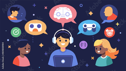 A Discord server for teens with neurodivergent conditions providing a space for them to chat play games and find camaraderie with others who may share. Vector illustration