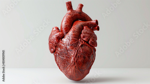 A hyper-realistic depiction of a real heart against a white background. This detailed illustration captures the intricate anatomy and texture of the heart with stunning accuracy. 