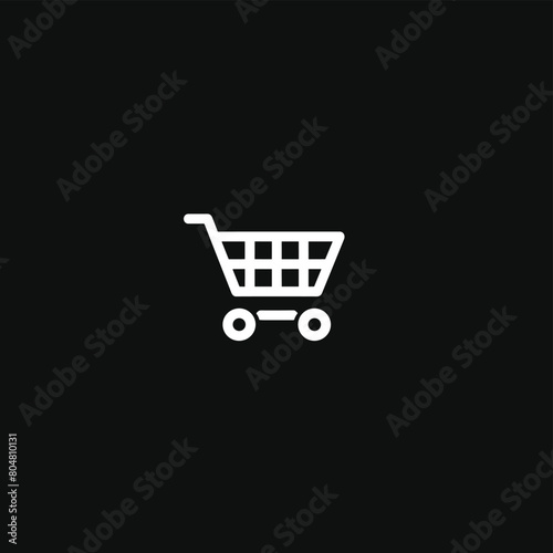 Shopping cart app icon design black and white vector illustration