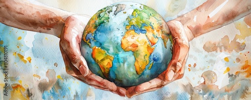 global health, global health initiatives. watercolor illustration