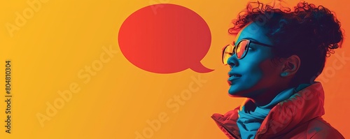 Text in a speech bubble or thought bubble coming from a person in the image photo