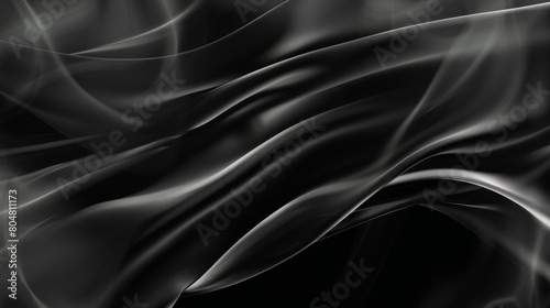 Smooth and glossy black satin fabric. luxurious and refined texture. concept elegance, making it suitable for formal attire, evening wear, or high-end fashion
