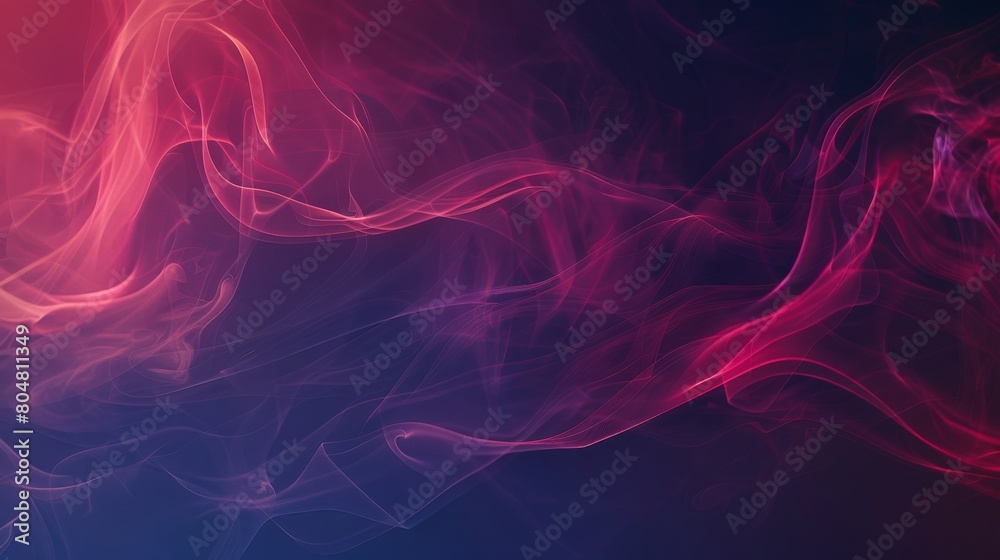 Abstract illustration flowing smoke-like forms illuminated in various shades of pink and red against a dark background. intertwine and overlap shape creating a dynamic and fluid visual effect