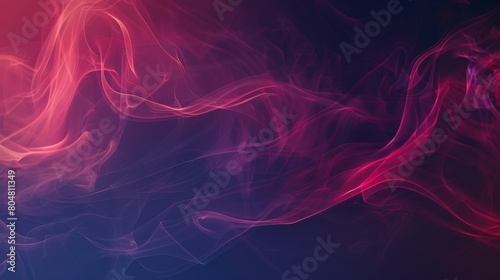 Abstract illustration flowing smoke-like forms illuminated in various shades of pink and red against a dark background. intertwine and overlap shape creating a dynamic and fluid visual effect