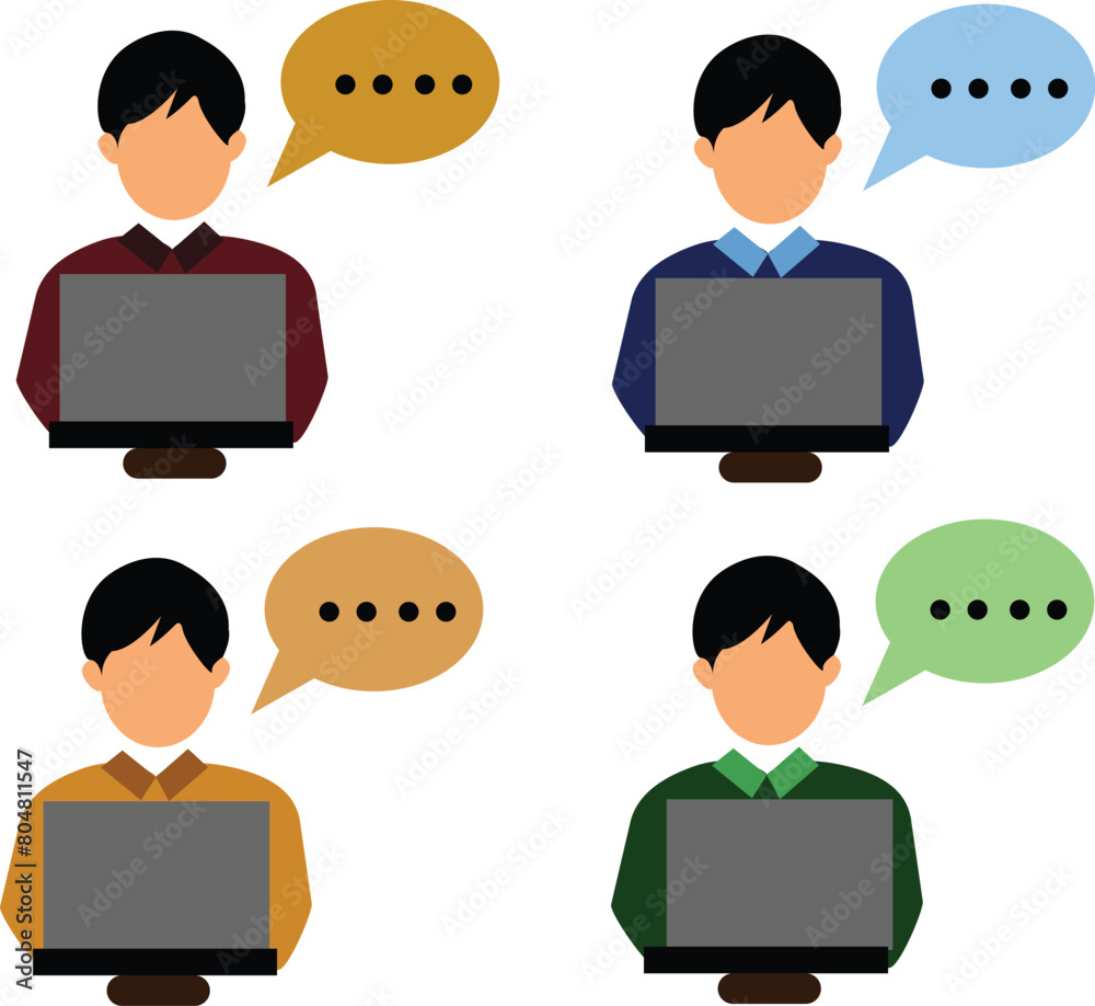 Illustration group of people with laptop, perfect to icon, clipart Illustration group of people with laptop, perfect to icon, clipart