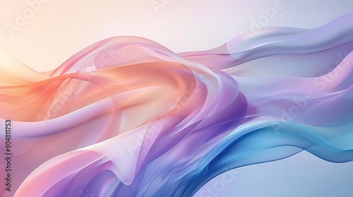 An abstract illustration fluid, and wave-like structure that flows across the frame. vibrant colors including shades of pink, purple, blue, and white