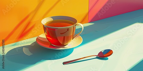 Sunlit tea spooned, delightful.