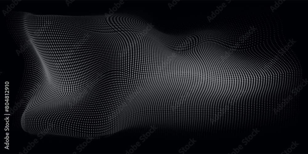 Dotted particles flowing blue green gradient light wave pattern isolated on black background. Vector Dotted particles flowing blue green gradient light wave pattern isolated on black background. Vector