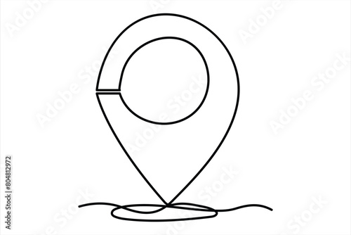 continuous one line google map point route directions and location outline vector art illustration
